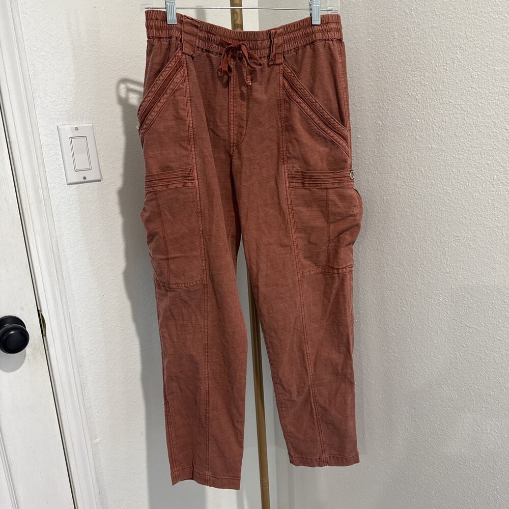 Anthropologie Womens 27 Orange Cotton Ankle Wanderer Utility Pants Mid Rise